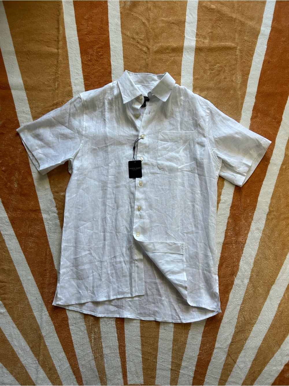 Pronto Uomo linen white button up shirt